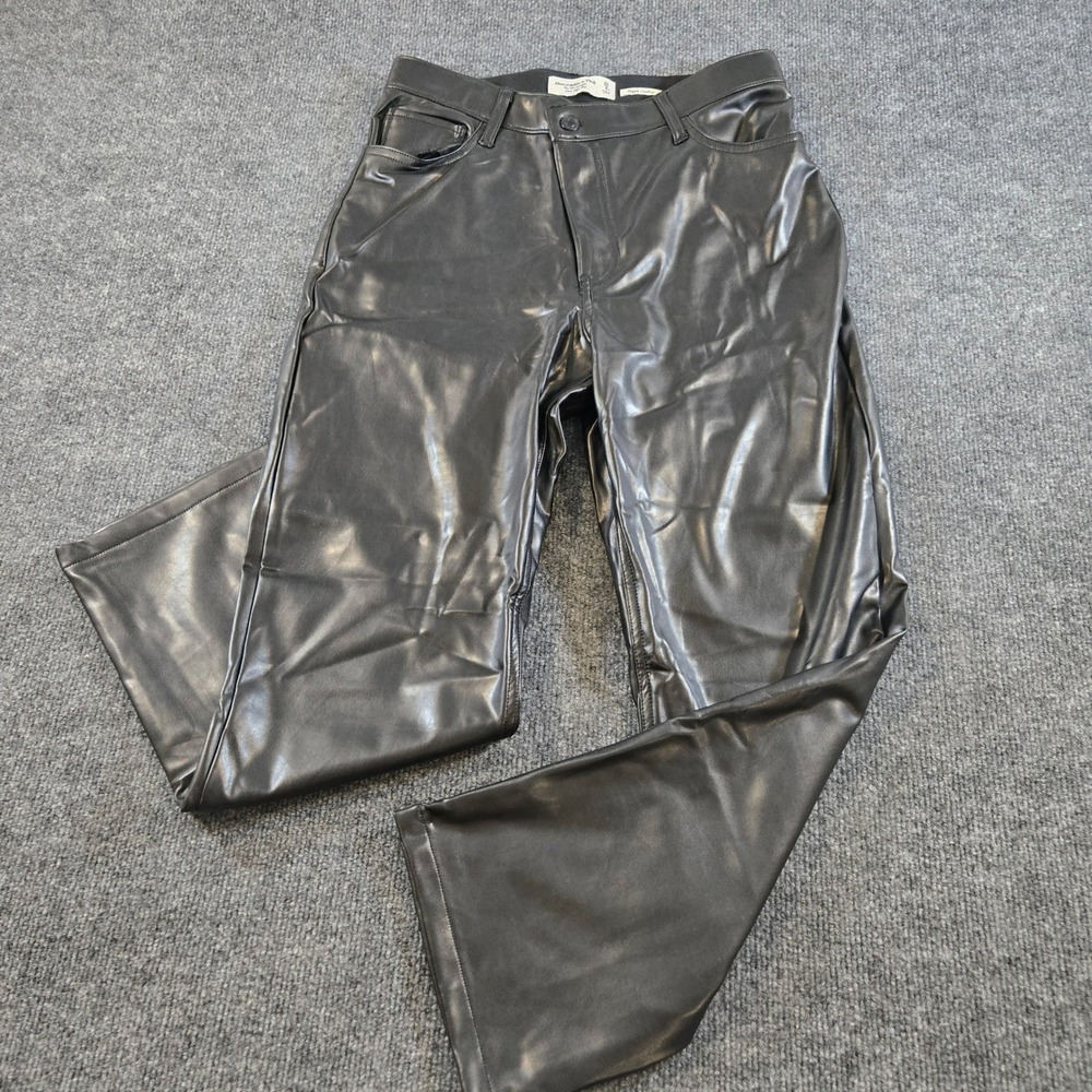 Abercrombie The 90s Straight Ultra High Rise Vegan Leather Pants 29 GothCore
